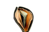 Inside Of Our Handmade Zip Wallet Made From Horween Natural Essex Leather with a Black Zipper DaLuca Straps.