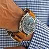 Light Brown Ballistic Nylon Military Watch Band With A Matte Silver Buckle By DaLuca Straps.