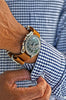 A Light Brown Ballistic Nylon Military Watch Strap With A Matte Silver Buckle By DaLuca Straps.