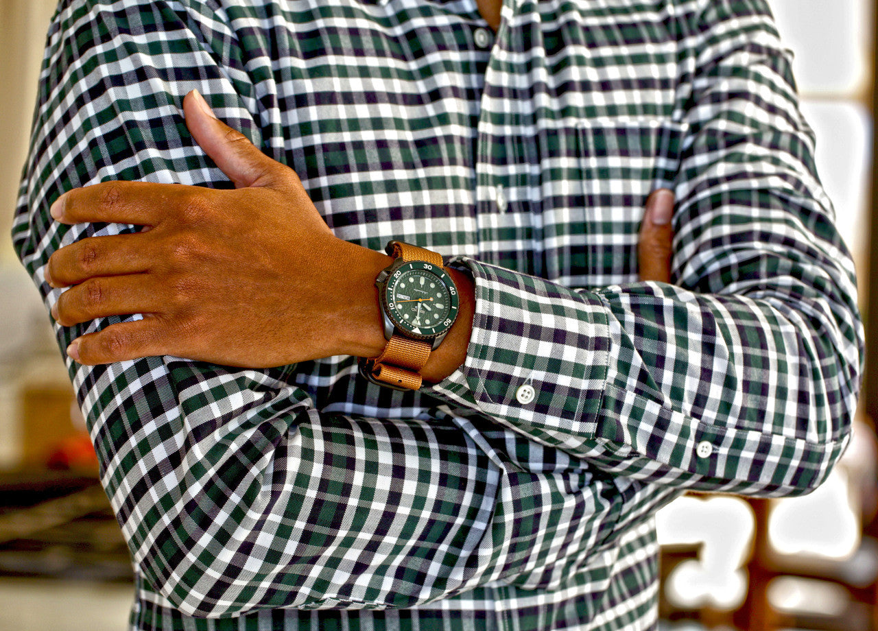 Light Brown Ballistic Nylon Military Watch Strap With A PVD Buckle By DaLuca Straps.