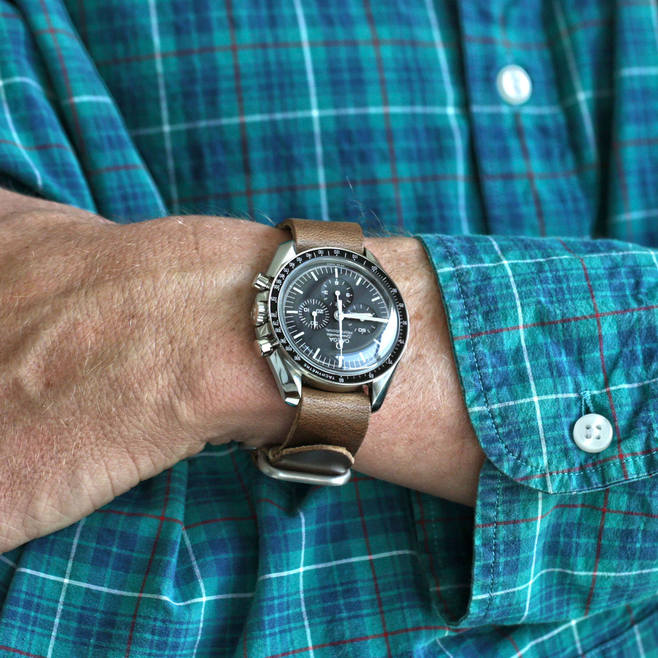 Military Single Piece Watch Strap Natural Chromexcel Matte Main By DaLuca Straps.