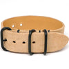 Military Single Piece Watch Strap Natural Essex Suede PVD By DaLuca Straps.