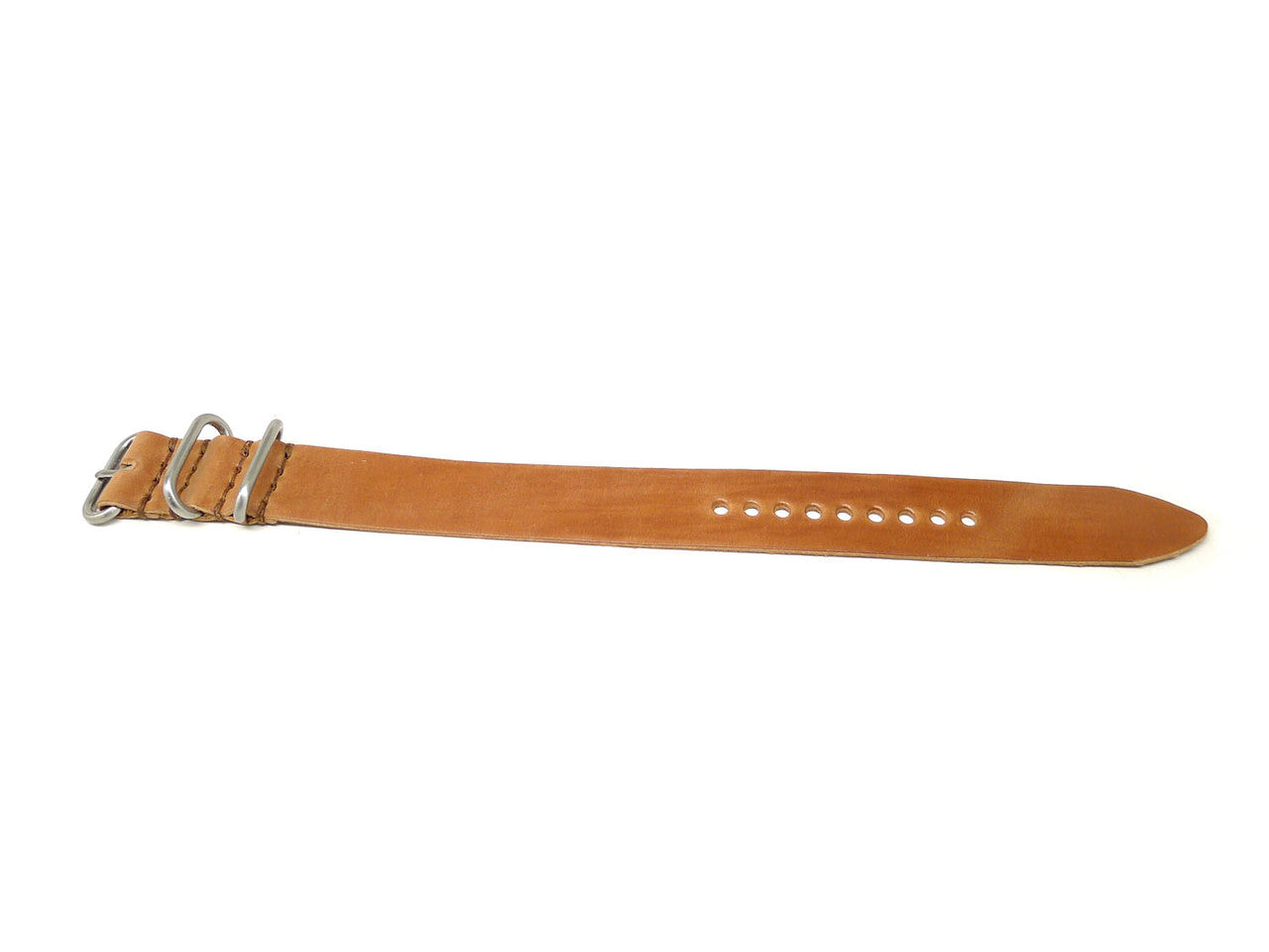 Military Single Piece Watch Strap Shell Cordovan Natural Matte Long By DaLuca Straps.
