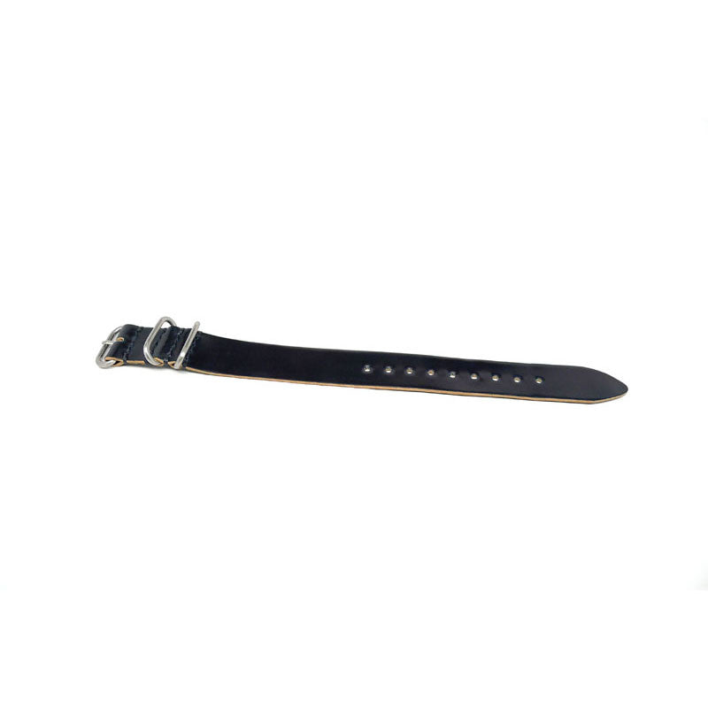 Military Single Piece Watch Strap Shell Cordovan Navy Matte Long By DaLuca Straps.