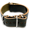 Horween Shell Cordovan Leather Watch Strap In Black Matte Silver Buckle By DaLuca Straps.