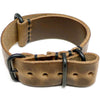 A Leather Military Single Piece Watch Strap Natural Chromexcel PVD By DaLuca Straps.
