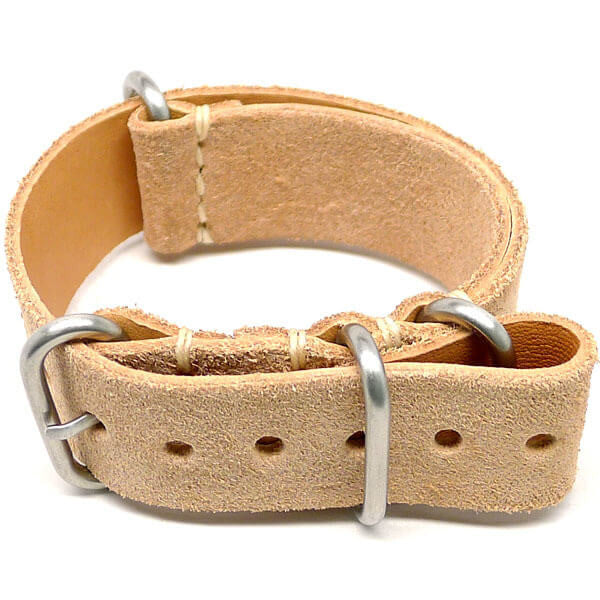 Military Watch Strap Natural Essex Suede Leather Matte By DaLuca Straps.