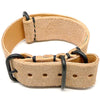 Leather Military Watch Strap Made From Genuine Horween Natural Essex Suede PVD By DaLuca Straps.