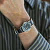 Horween Shell Cordovan Leather Watch Strap In Black Matte Silver Buckle By DaLuca Straps.