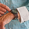 Horween Shell Cordovan Leather Watch Strap In Color 8 With PVD A Buckle By DaLuca Straps.
