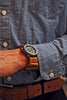 Horween Natural Shell Cordovan On A Seiko Blue Shirt By DaLuca Straps.