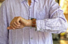 Natural Horween Shell Cordovan Leather Watch Strap Seiko Violet Shirt By DaLuca Straps.