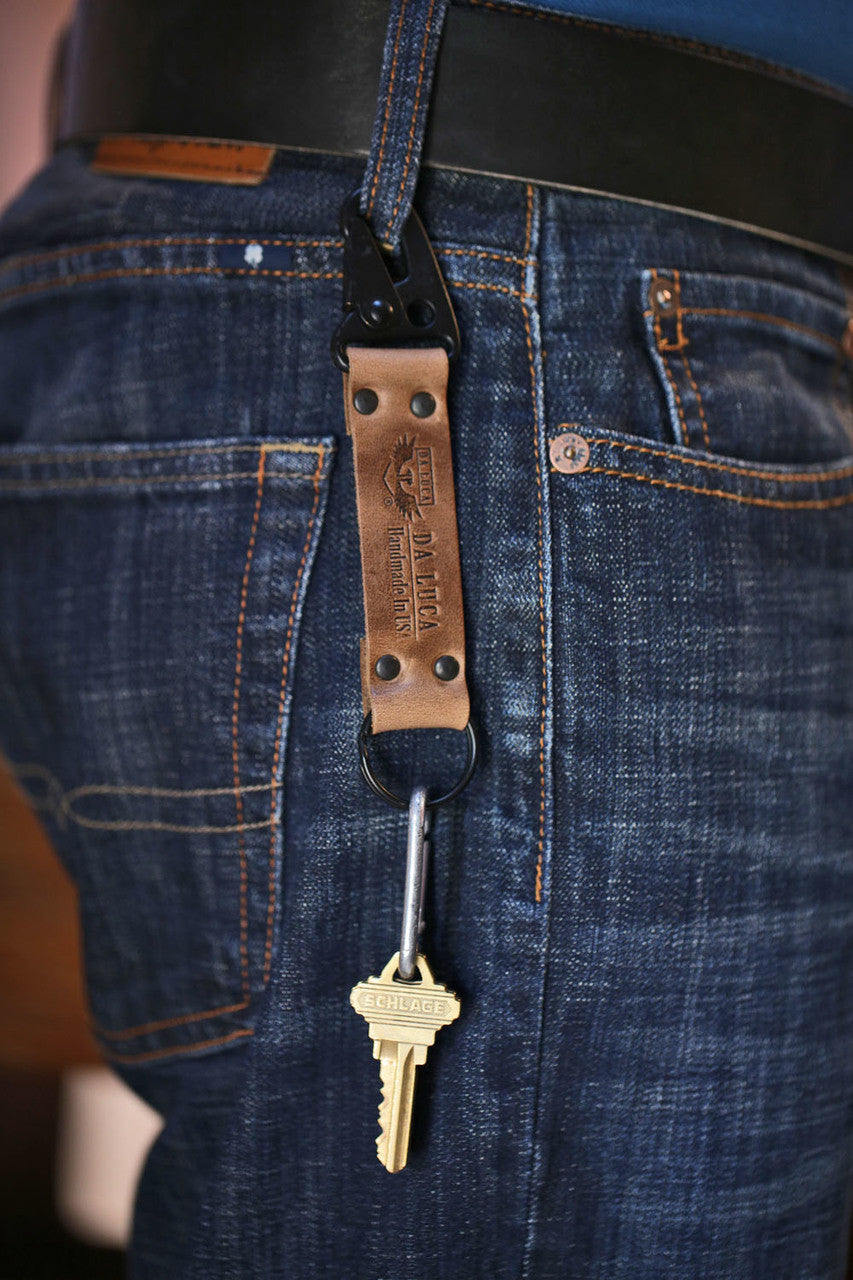 Keychain From Genuine Horween Natural Chromexcel Leather and PVD Hardware by DaLuca Straps.