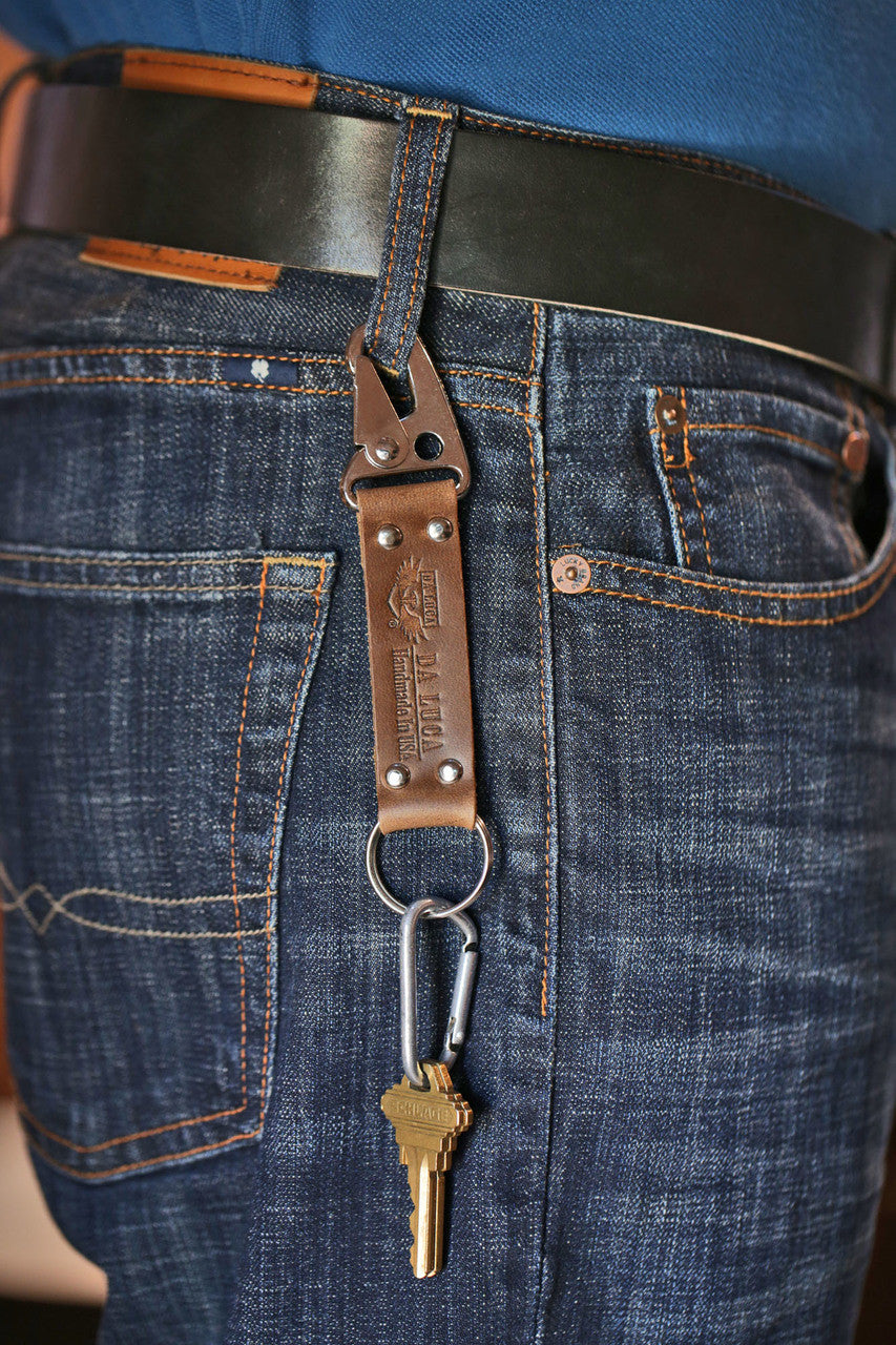 Keychain From Genuine Horween Natural Chromexcel Leather and Polished Hardware by DaLuca Straps.