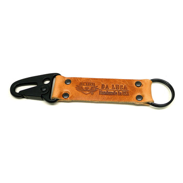Handmade Keychain Made From Genuine Horween Natural Dublin Leather and PVD Hardware by DaLuca Straps.
