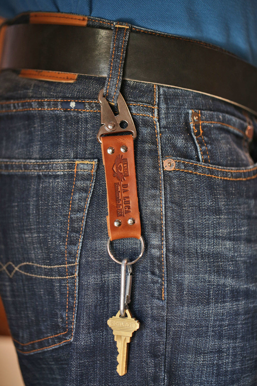 Keychain From Genuine Horween Natural Dublin Leather and Polished Hardware by DaLuca Straps.
