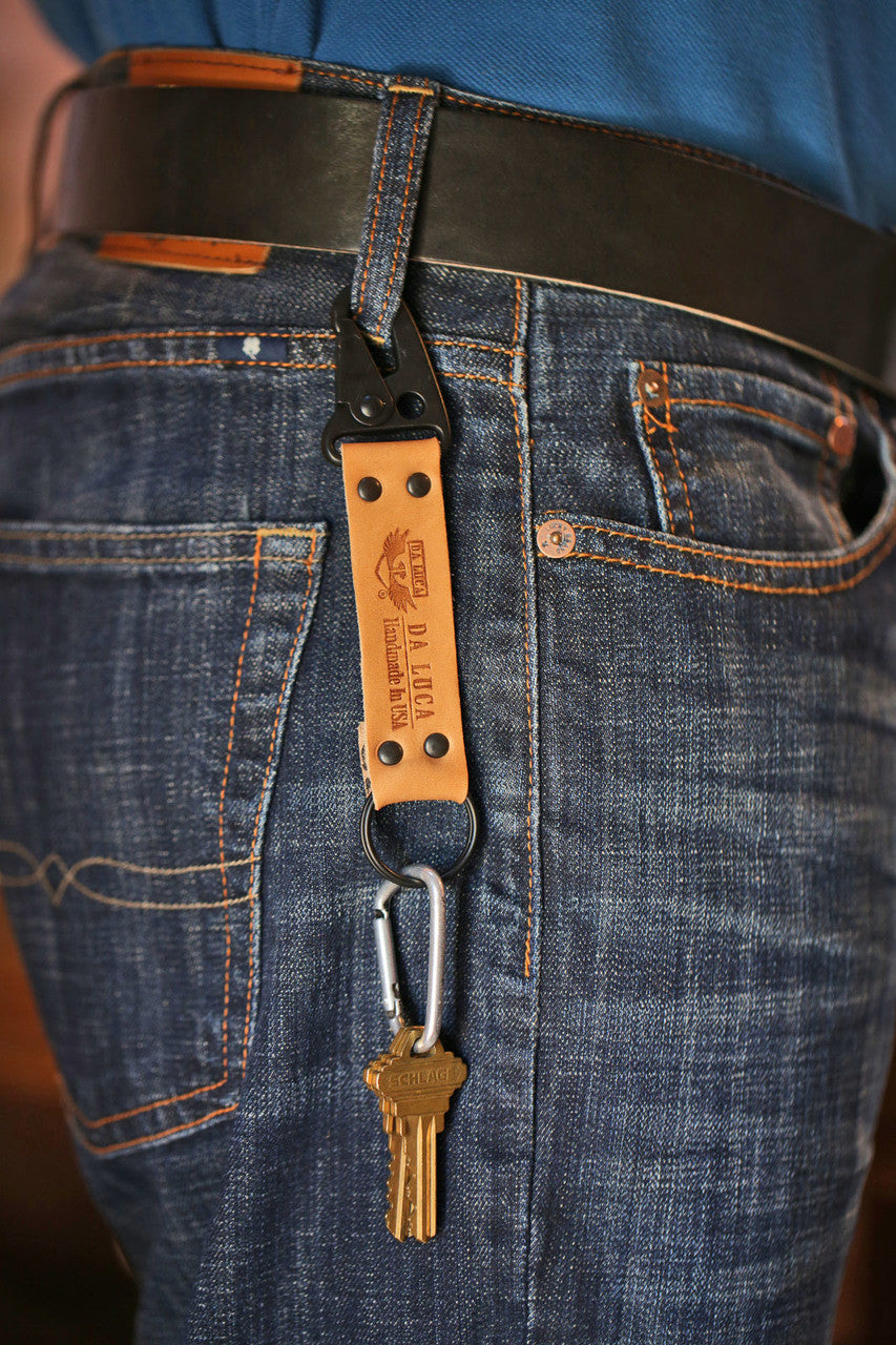 Keychain From Genuine Horween Natural Essex Leather and PVD Hardware by DaLuca Straps.