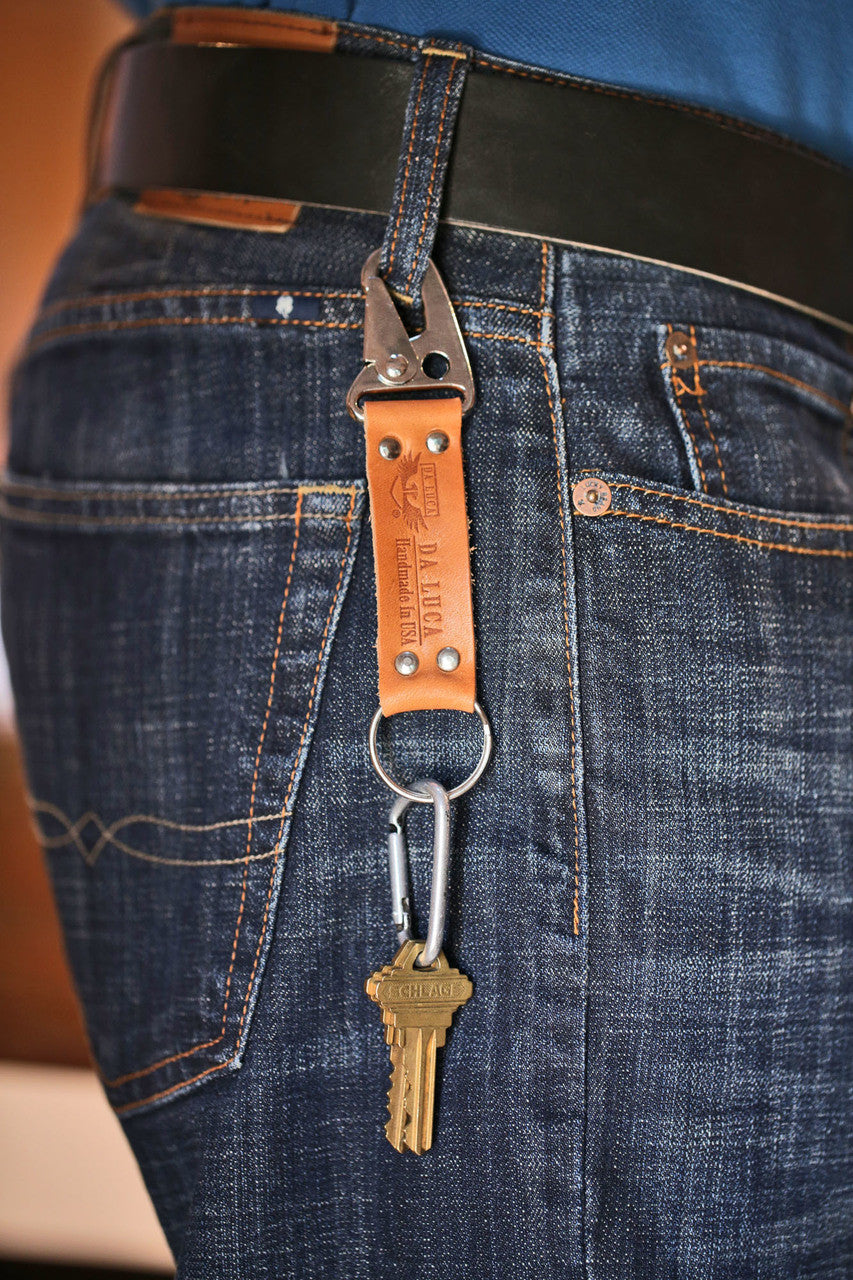 Keychain From Genuine Horween Natural Essex Leather and Polished Hardware by DaLuca Straps.