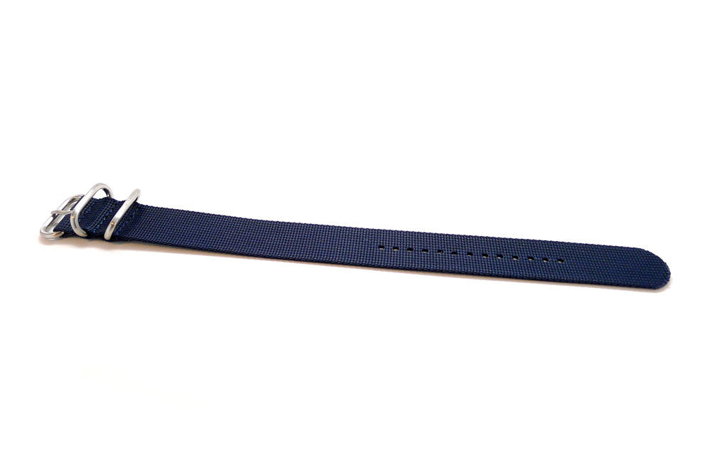 Navy Ballistic Nylon Military Single Piece Watch Band Matte Main By DaLuca Straps.