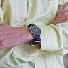Navy Ballistic Nylon Military Watch Strap With A Matte Silver Buckle By DaLuca Straps.