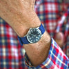 Braided Nylon Perlon Watch Strap Navy Polished Buckle Main By DaLuca Straps.