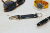 Keychain Made From Genuine Horween Navy Shell Cordovan Leather and Black Polished Hardware by DaLuca Straps.