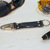 Close View Of Our Keychain Made From Genuine Horween Navy Shell Cordovan Leather and Polished Hardware by DaLuca Straps.
