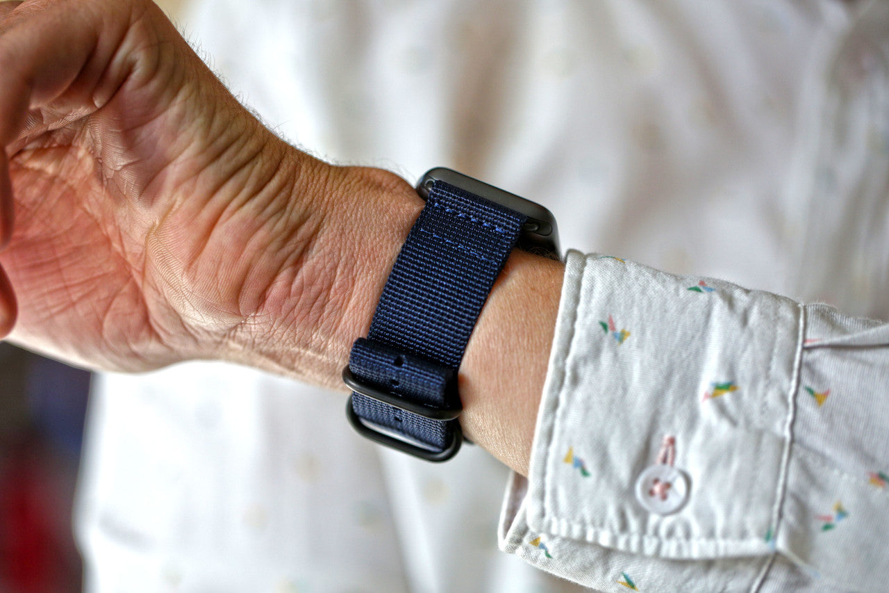 Nylon Apple Watch Strap Navy Wrist DaLuca Straps.
