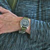 A Olive Ballistic Nylon Military Single Piece Watch Band Matte Main By DaLuca Straps.