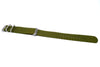 Olive Ballistic Nylon Military Watch Strap With A Matte Silver Buckle By DaLuca Straps.