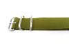 Olive Ballistic Nylon Military Watch Strap With A Matte Silver Buckle By DaLuca Straps.