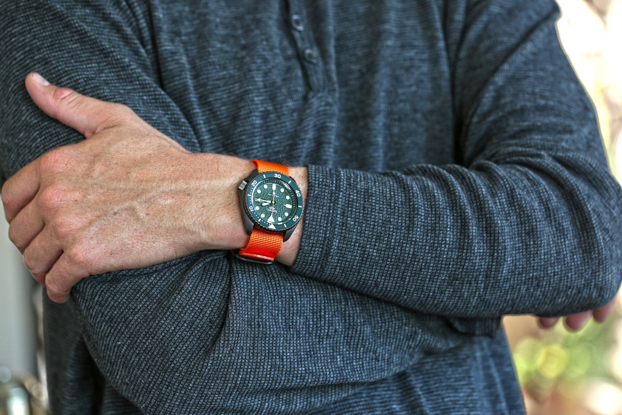 Single Piece Orange Ballistic Nylon Military Strap PVD Main By DaLuca Straps.