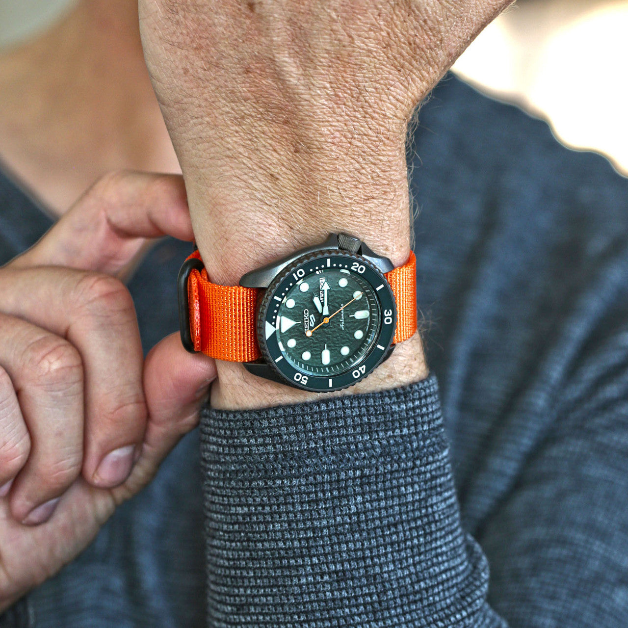 Single Piece Orange Ballistic Nylon Military Strap PVD Main By DaLuca Straps.