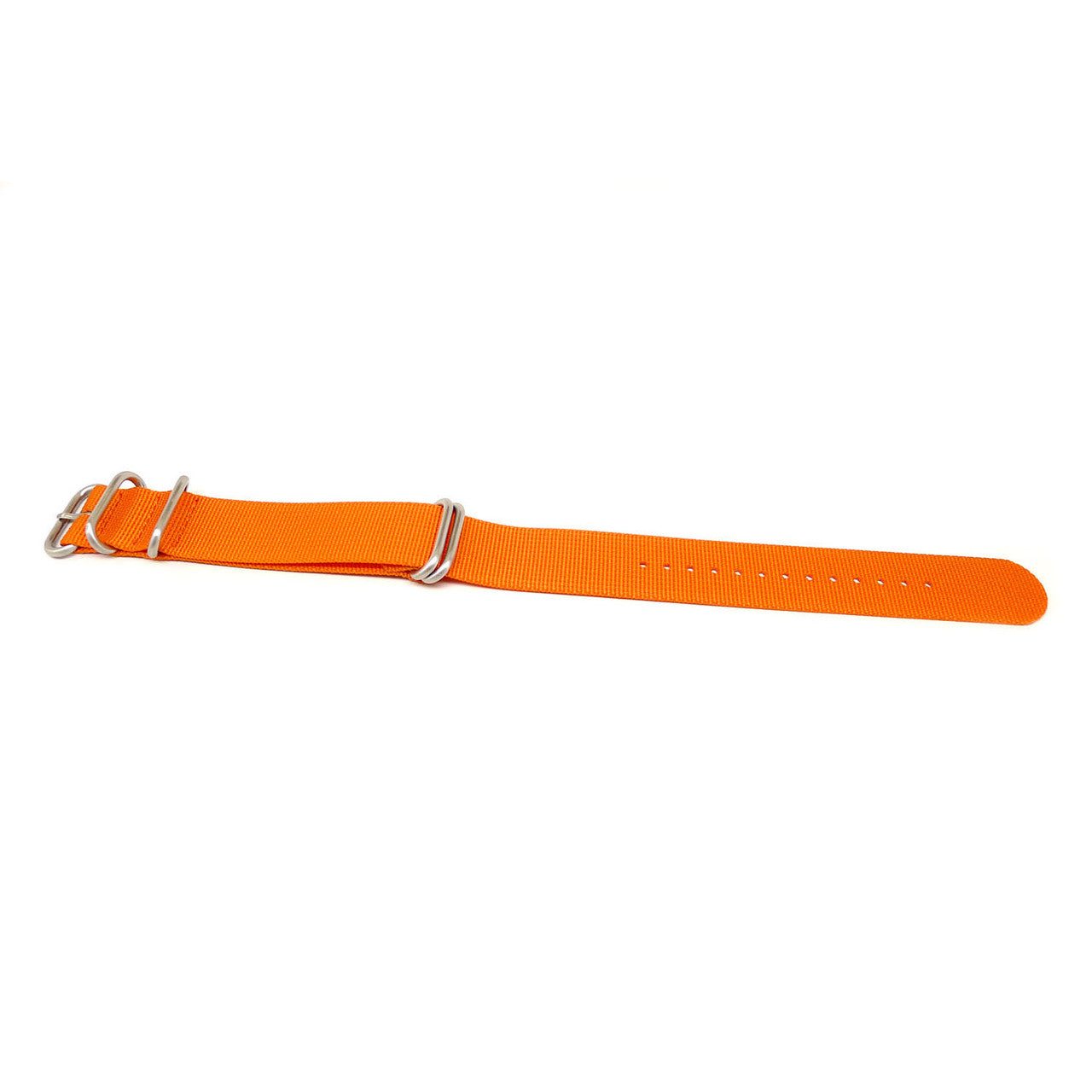 Orange Ballistic Nylon Military Watch Strap With A Matte Silver Buckle By DaLuca Straps.