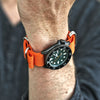 Orange Ballistic Nylon Military Watch Strap With A Matte Silver Buckle By DaLuca Straps.
