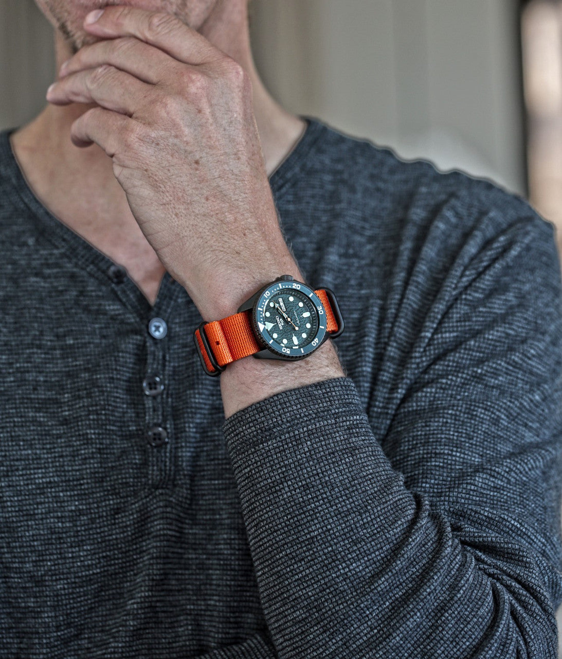 Orange Ballistic Nylon Military Watch Strap With A PVD Buckle By DaLuca Straps.