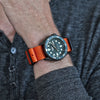 Orange Ballistic Nylon Military Watch Strap With A PVD Buckle By DaLuca Straps.