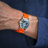 Braided Nylon Perlon Watch Strap Orange PVD Buckle By DaLuca Straps.