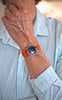 A Gorgeous Braided Nylon Perlon Watch Strap Orange Polished Buckle Main By DaLuca Straps.