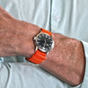 Stunning Braided Nylon Perlon Watch Strap Orange Polished Buckle Main By DaLuca Straps.