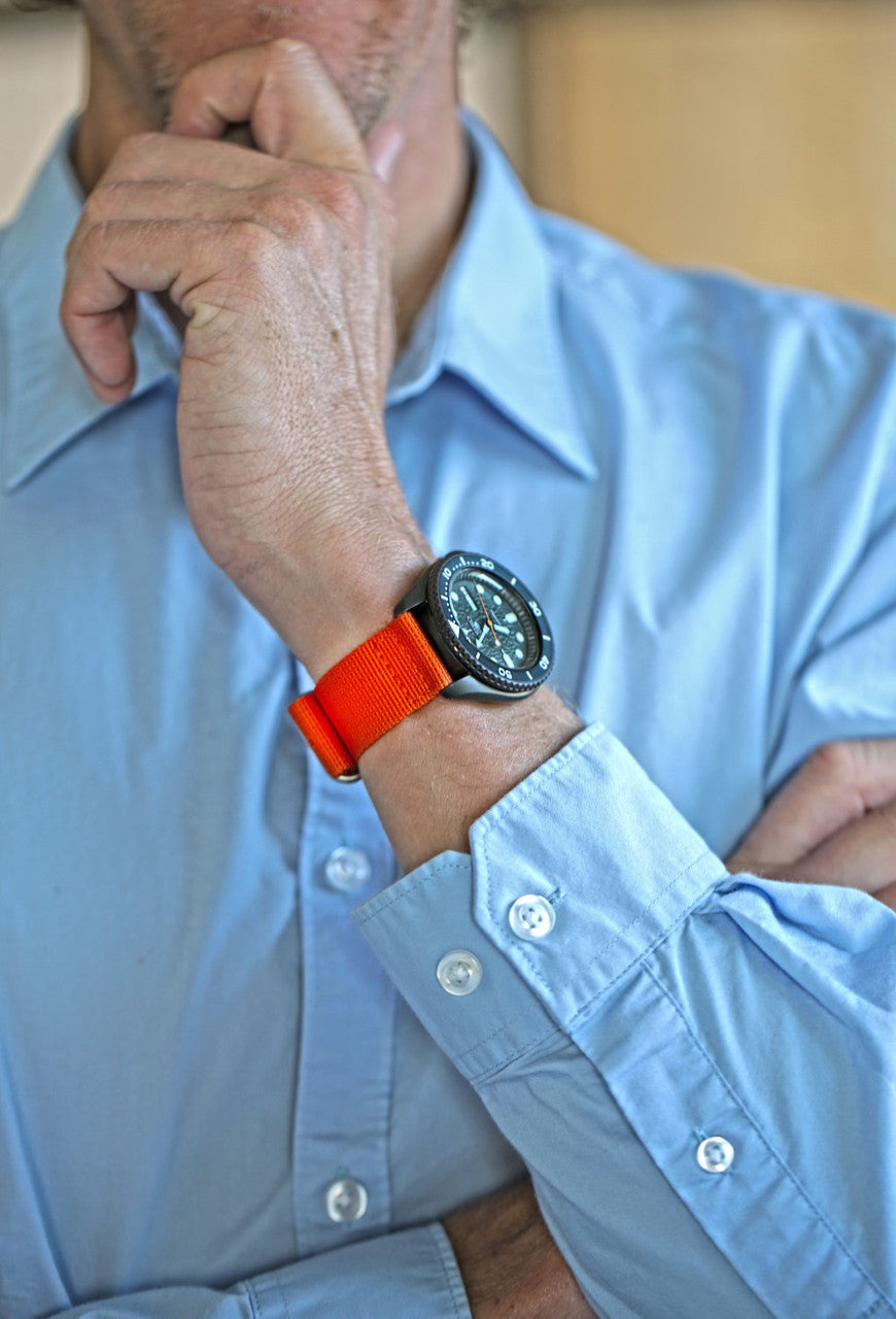 Orange Two Piece Ballistic Nylon Military Band Matte By DaLuca Straps.