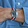 Red White And Blue Two Piece Ballistic Nylon Military Band Matte By DaLuca Straps.
