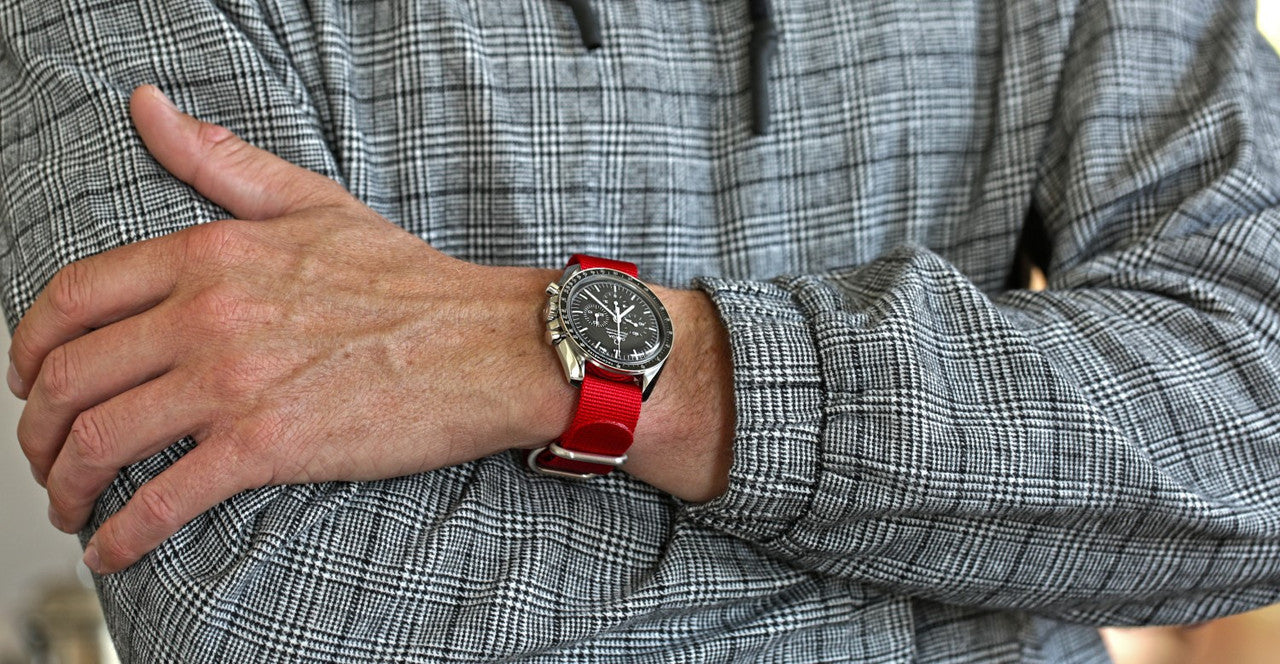 Single Piece Red Ballistic Nylon Military Strap Matte By DaLuca Straps.