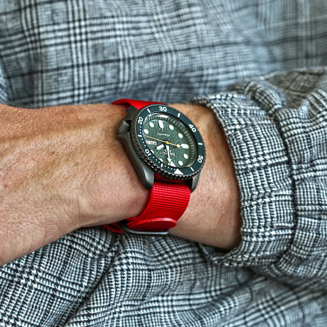 Single Piece Red Ballistic Nylon Military Strap PVD Main By DaLuca Straps.