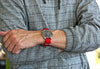 Red Ballistic Nylon Military Watch Strap With A Matte Silver Buckle By DaLuca Straps.