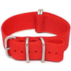 Red Ballistic Nylon Military Watch Strap With A Matte Silver Buckle By DaLuca Straps.