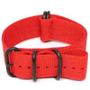 Red Ballistic Nylon Military Watch Strap With A PVD Buckle By DaLuca Straps.