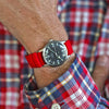 Stunning Braided Nylon Perlon Watch Strap Red Polished Buckle Main By DaLuca Straps.