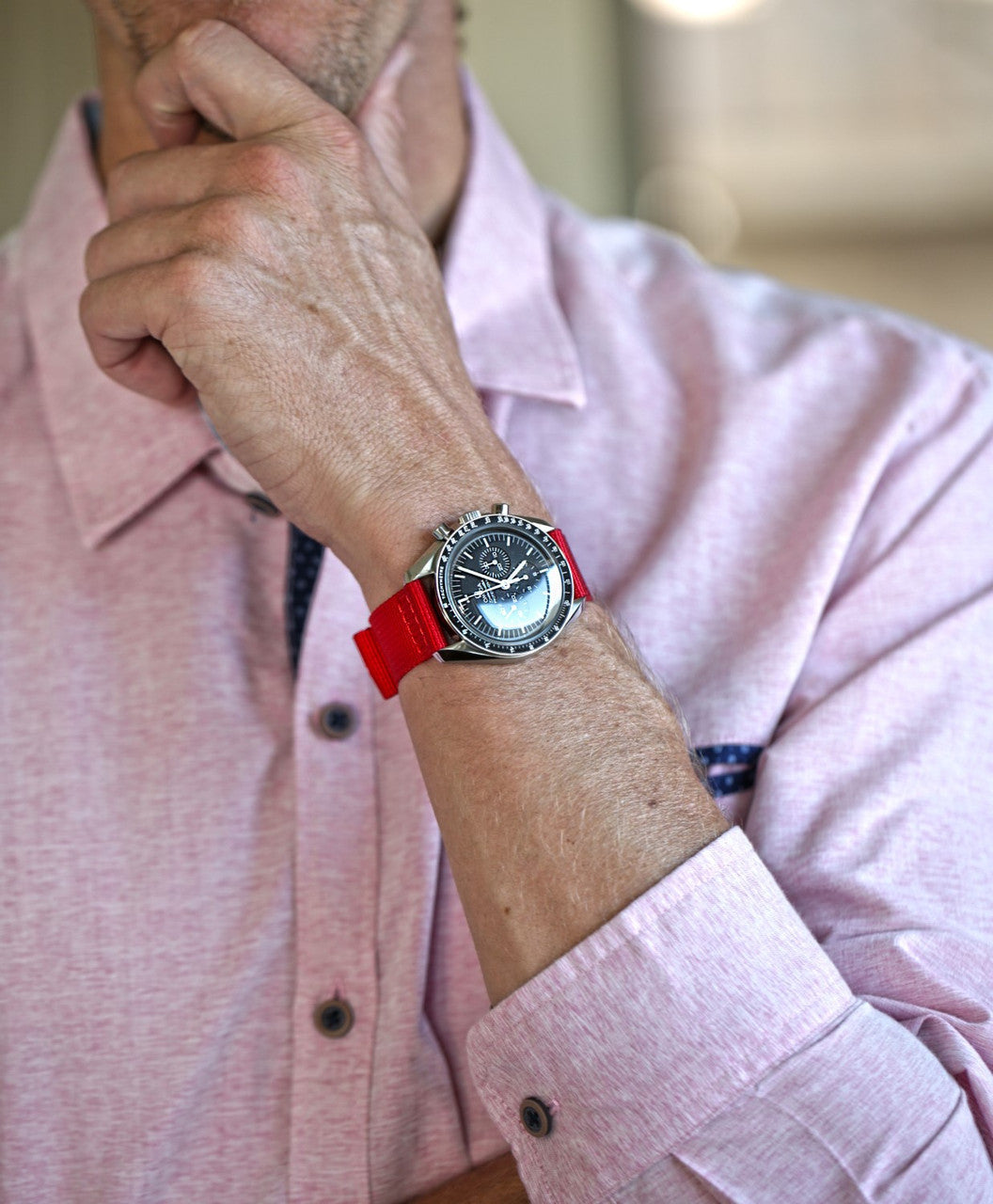 Red Two Piece Ballistic Nylon Military Strap Matte By DaLuca Straps.