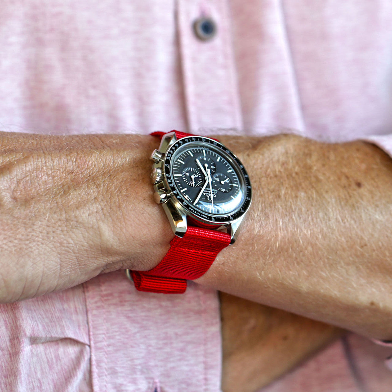 Red Two Piece Ballistic Nylon Military Strap Matte By DaLuca Straps.